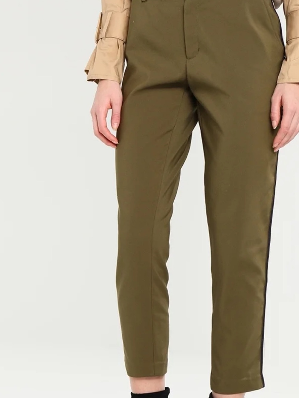 Scotch & Soda Olive Green Tapered Track-Stripe Ankle Pant Size XL - Picture 2 of 11
